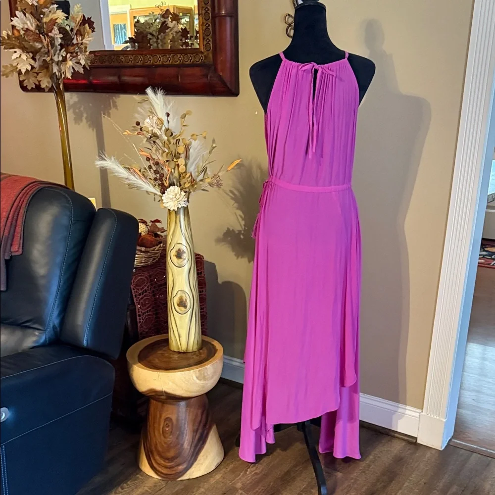 Calypso St. Barth Vibrant Pink High Low Halter Dress Size Small - Picture 4 of 8